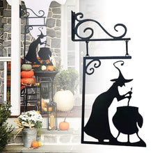 Load image into Gallery viewer, SKHEK Halloween Decor Witch Shape Cast Iron Garden Corner Sign Mysterious Witch Statue Silhouette Witch Leaking Boiler Silhouettes
