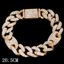 Load image into Gallery viewer, Skhek Bling Crystal Barbed Wire Brambles Iron Bracelets Women Men Hip Hop Full Rhinestone Iced Out Cuban Link Chain Bracelet Jewelry