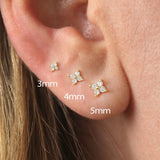 Skhek 3/4/5mm Korean Fashion Zircon Ear Studs Cartilage Earring For Women Stainless Steel Mini Flower Stud Earring Ear Jewelry Gifts