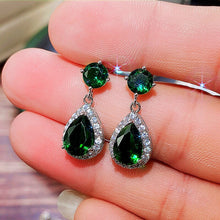 Load image into Gallery viewer, Skhek Full Series of Green Zircon Earrings Luxury Ladies Jewelry Accessories Bridal Wedding Party Anniversary Gift Wholesale