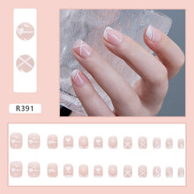 Load image into Gallery viewer, SKHEK 24Pcs/Set Short Fake Nails French Contracted Artistic Line Nail Arts Manicure False Nails With Design For Nails Extension
