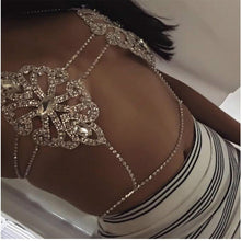 Load image into Gallery viewer, Skhek Fashion Accessories New Bikini Crystal Rhinestone Sexy Chest Chain Trendy Women&#39;s Geometric Diamond Body Chain ST001-4