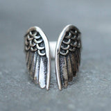 Skhek 2023 Fashion Jewelry Silver Color Feather Wing Rings For Men/Women Accessories Wedding Engagement Band Open Adjust Finger Rings