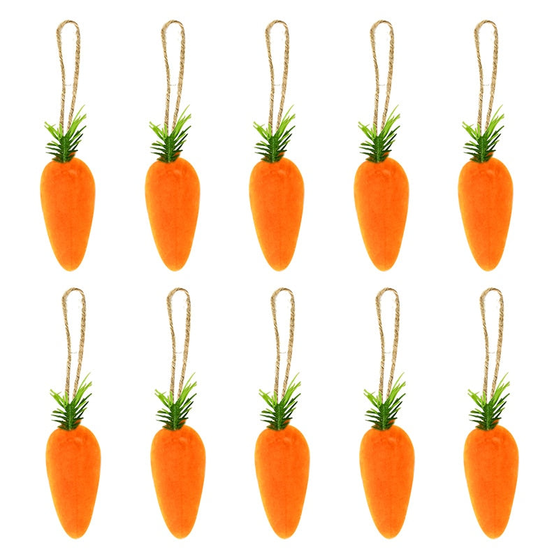 10pcs Mini Easter Carrot Hanging Ornament Artificial Radish Pendant For Home Room Wall Decoration Easter Party Decor Kids Toy