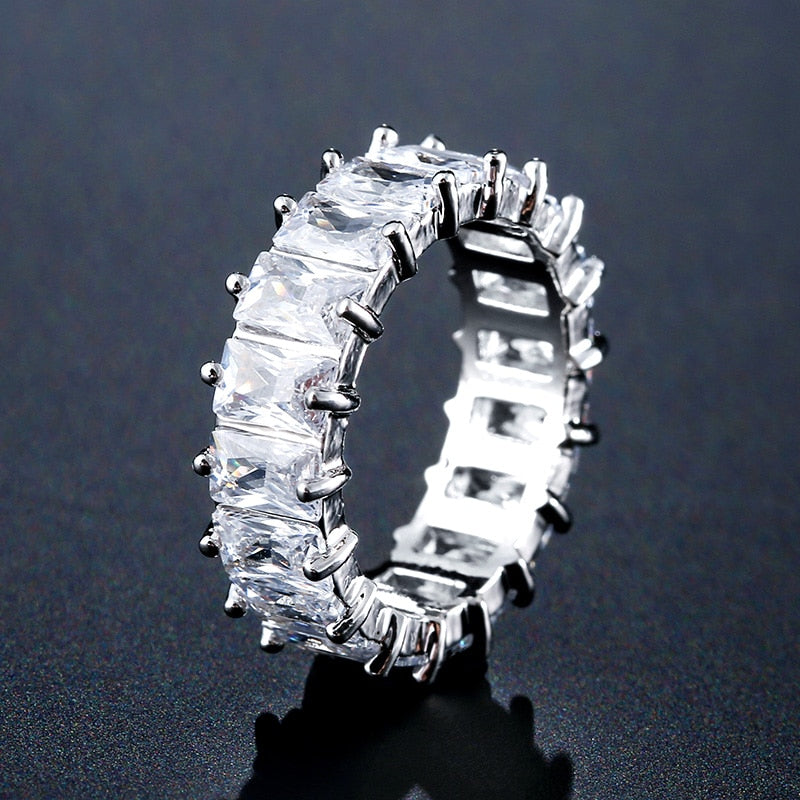 Skhek Handmade Luxury Multicolor Irregular Zircon Rings for Women Eternity Promise CZ Crystal Wedding Ring Engagement Jewelry Gift