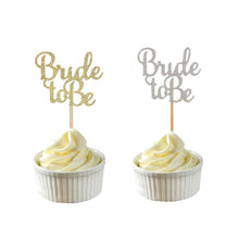 Load image into Gallery viewer, Skhek  Rose Gold &amp; Silver Glitter Bride To Be Cupcake Toppers Bridal Shower Wedding Decor Bachelorette Party Cake Decoration Supplies