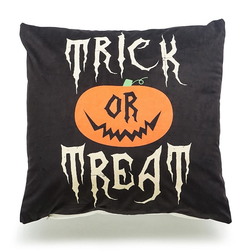 SKHEK Halloween Halloween Cushion Covers Pumpkin Witch Trick Or Treat Pillowcase Decoration Linen Pillow DIY Cartoon Halloween Home Decoration
