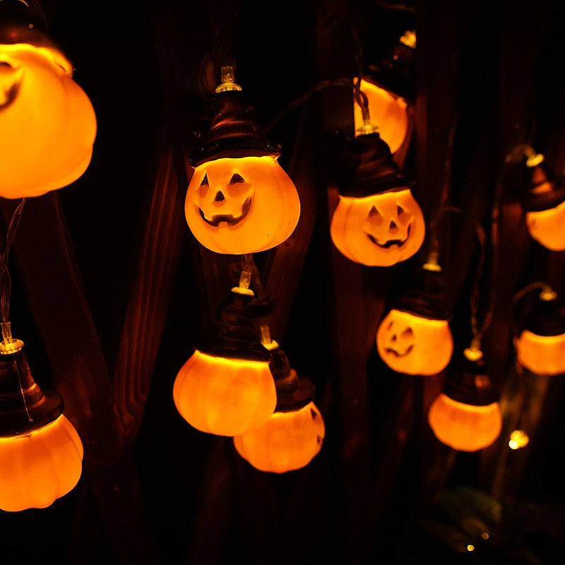 SKHEK 1.5M LED Halloween Pumpkin 10 Light String 3 Styles Happy Haloween Party Decor Kids Favor Ghost Decor For Home 2022 Hallowen
