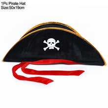 Load image into Gallery viewer, SKHEK Halloween Halloween Pirate Hat Cap Decoration Kids Adult Halloween Masquerade Captain Cosplay Costume Props Pirate Theme Birthday Party