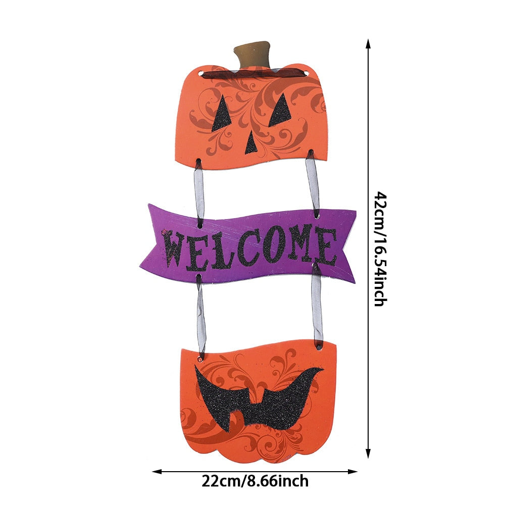 SKHEK Halloween Hanging Decoration Tag With Happy Halloween Sign Pumpkin Skull Ghost Horror Props For Bar KTV Home Party Supplies