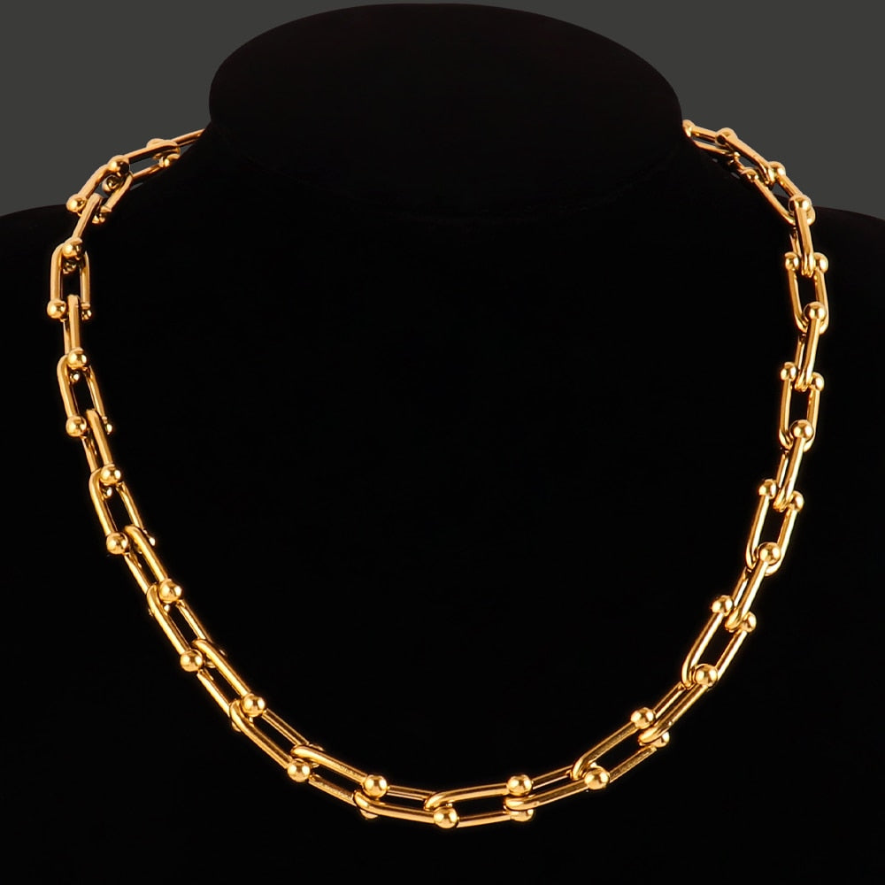 316L Stainless Steel Necklace Gold Color Thick Clavicle Chain Choker Necklaces for Women Necklace Party Boho Jewelry Collar Gift