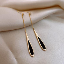 Load image into Gallery viewer, Skhek Fashion Black Drop Tassel Long Earrings For Women Luxury Temperament Plated Metal Dangle Earring Party Jewelry Gift Pendientes