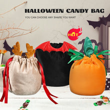 Load image into Gallery viewer, SKHEK 10/20Pcs Halloween Candy Bags Velvet Pumpkin Bat Antlers Trick Or Treat Gift With String Christmas Packing Bags For Party Decor