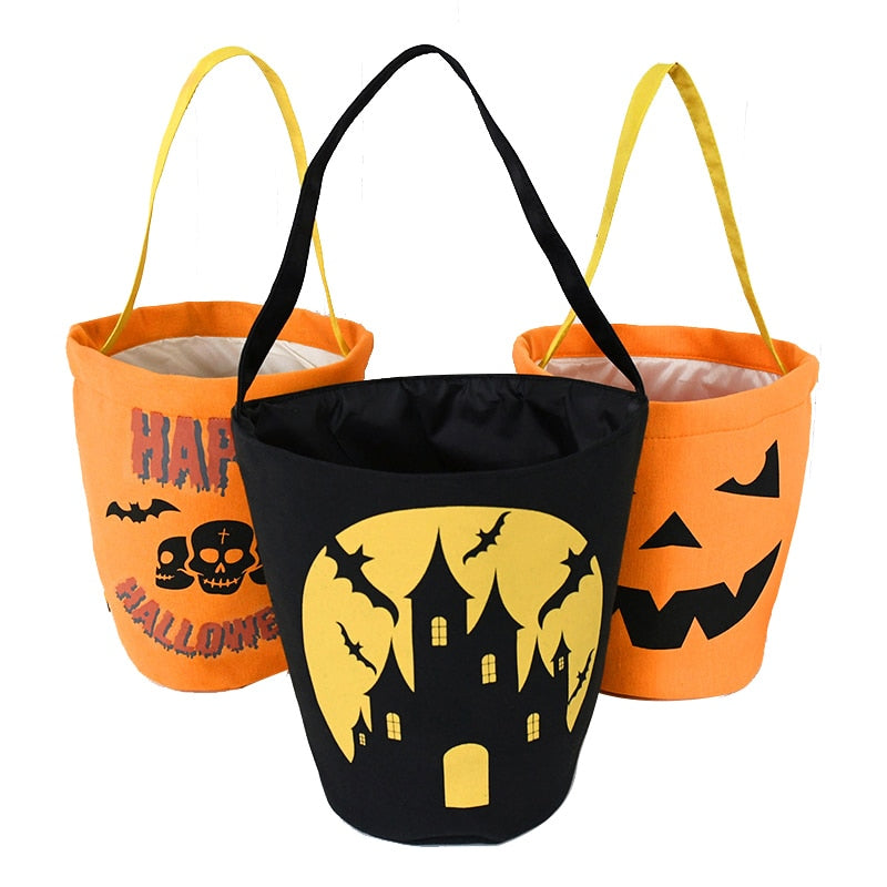 SKHEK Halloween Halloween Pumpkin Candy Bag Portable Gift Snack Cookie Storage Bags Bucket Halloween Party Decor Supplies Kids Trick Or Treat