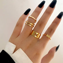 Load image into Gallery viewer, Skhek Fashion Gold Color Heart Women&#39;s Rings Set Korean Hollow Love Couple Rings Simple Finger Rings For Women Hip Hop Party Jewelry