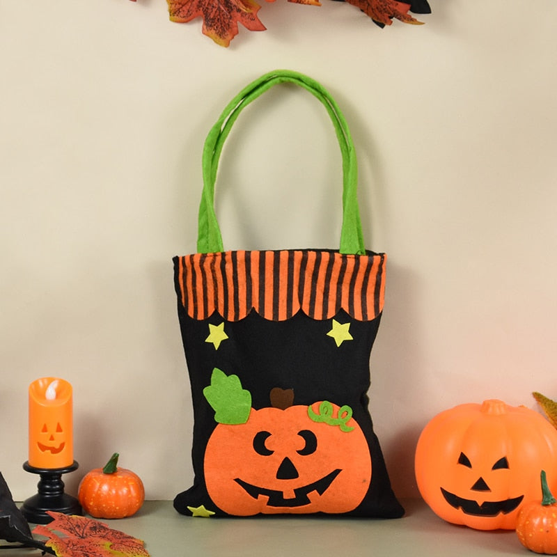 SKHEK Halloween Halloween Portable Candy Gift Bag Pumpkin Ghost Snack Candy Storage Bucket Kids Trick Or Treat Props Halloween Party Supplies