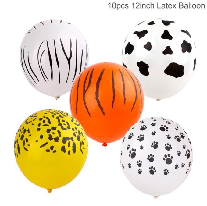 Skhek  Jungle Safari Party Balloon White Digital Balloon 1St Birthday Party Decor Kids One Year Animal Shape Foil Ballon Baby Shower