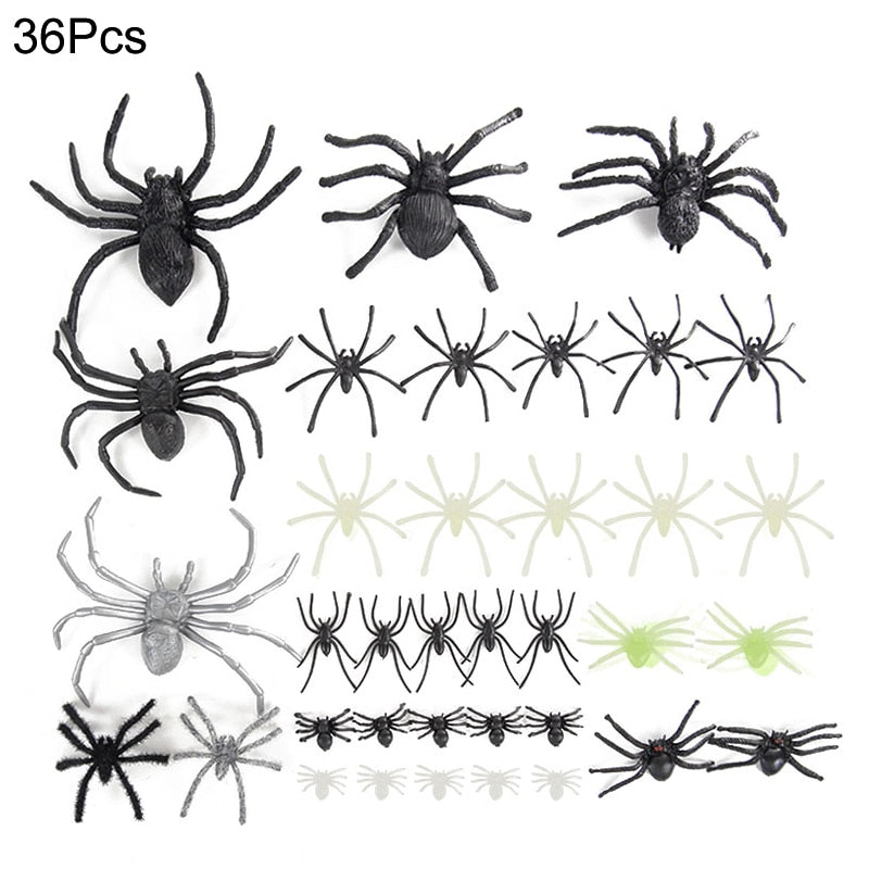 SKHEK Halloween 1Set Simulation Plastic Spider Bat Insect Bugs For Halloween Party Fools'day Decoration Haunted House Scary Props Kids Trick Toy