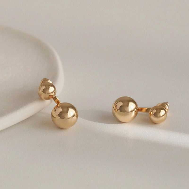 Skhek Gold Color Dangle Earrings Temperament Metal Ball Drop Earrings For Woman‘s Korean Fashion Jewelry Gothic Girl's Earrings