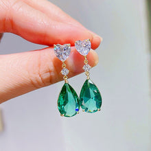 Load image into Gallery viewer, Skhek Full Series of Green Zircon Earrings Luxury Ladies Jewelry Accessories Bridal Wedding Party Anniversary Gift Wholesale