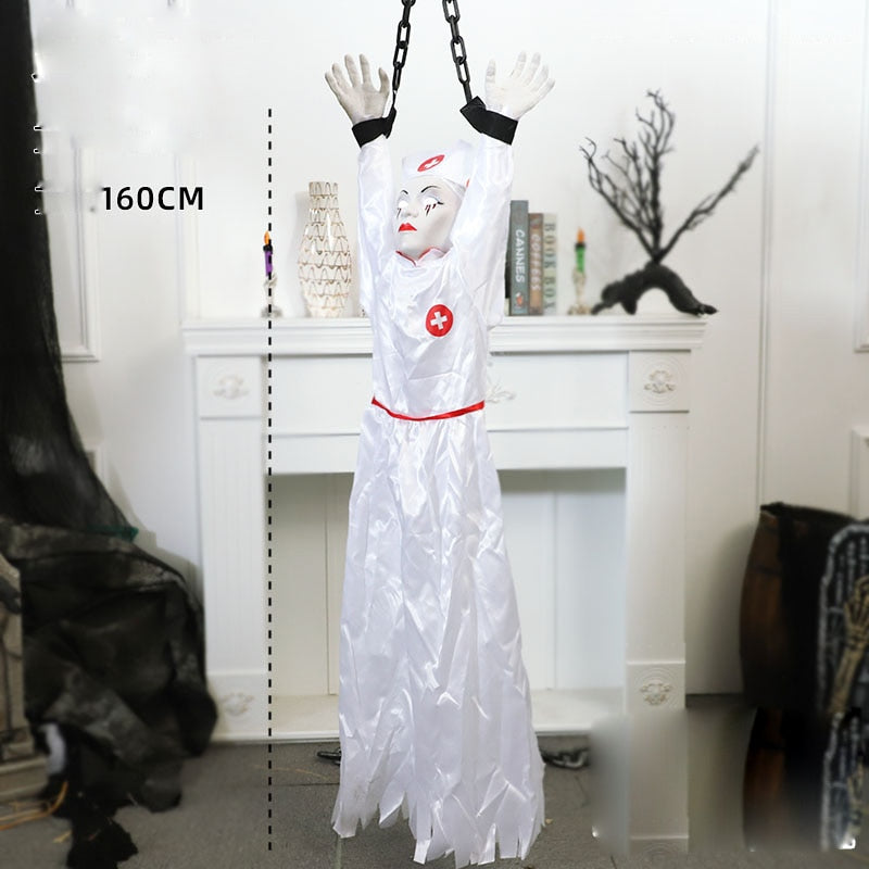 SKHEK Halloween Ornaments Horror Witch Hanging Ghost Eyes Glowing Horror Scream Tricky Props Voice Control Switch Horror Party