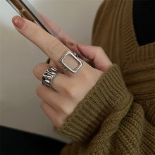 Load image into Gallery viewer, Skhek Silver Color Metal Rings Set New Trend Vintage Elegant Irregular Hollow Branches Adjustable Rings for Women Fine Party Jewelry