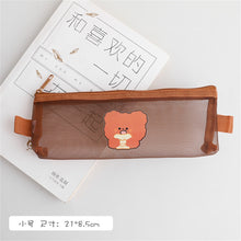 Load image into Gallery viewer, Skhek Back to School Cute Bear Transparent Mesh Pencil Case Ins Portable Toiletry Makeup Pencil Bag Stationery Gift School Pencil Box Crafts Supplies