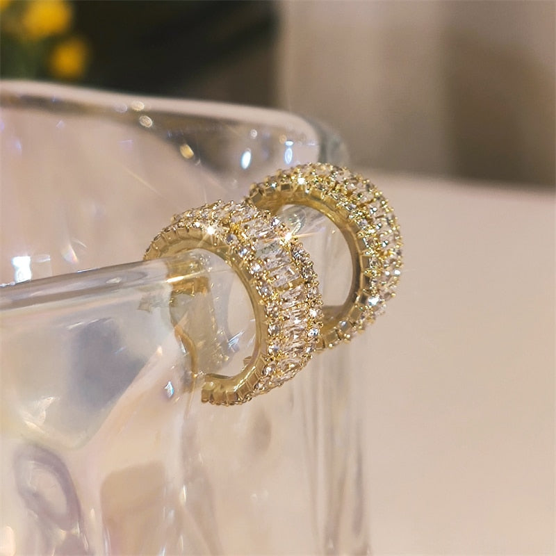 Stylish Round Cubic Zirconia Hoop Earrings For Women Delicate Bridal  Wedding Moissanite Jewelry From Weibaokong, $11.81 | DHgate.Com