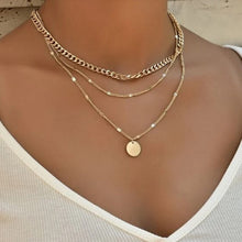 Load image into Gallery viewer, Skhek  Vintage Multi Layered Lock Portrait Pearl Round Coin Pendants Necklaces For Women Bohemia Gold Key Heart Long  Jewelry