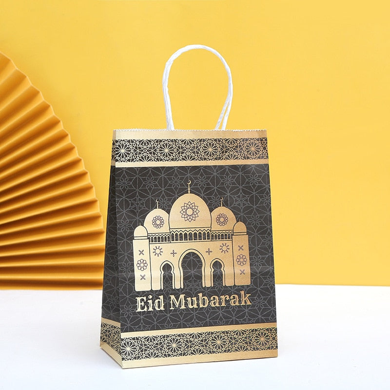 Skhek  6Pcs Eid Mubarak Decor Gift Bag Ramadan Decoration Candy Packaging Islam Muslim Event Party Supplies Decoration Eid Mubarak 2022