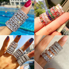 Load image into Gallery viewer, Skhek Handmade Luxury Multicolor Irregular Zircon Rings for Women Eternity Promise CZ Crystal Wedding Ring Engagement Jewelry Gift