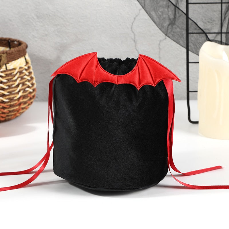 SKHEK 20Pcs Velvet Pumpkin Bag Halloween Bat Candy Bags Trick Or Treat Antlers Bunny Gift Packing Bags  Party Decoration