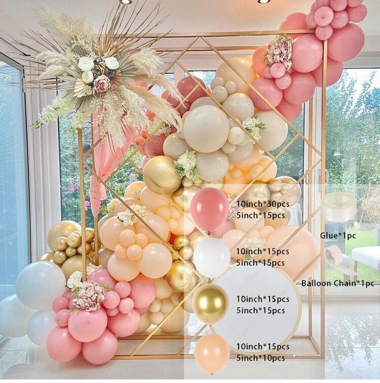 Macaron Apricot Balloon Garland Arch Kit Wedding Birthday Party Decoration For Home Baby Shower Rose Gold Confetti Latex Balloon