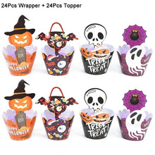 Load image into Gallery viewer, SKHEK Halloween Halloween Cupcake Wrappers Muffin Paper Cup Pumpkin Ghost Spider Cake Topper Halloween Party Dessert Cake Decoration Supplies