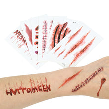 Load image into Gallery viewer, SKHEK Halloween 30Sheets Halloween Tattoo Stickers Bloody Wound  Waterproof Temporary Fake Tattoo Halloween Party Scary Decoration Horror Props