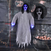 Load image into Gallery viewer, SKHEK Halloween Ornaments Horror Witch Hanging Ghost Eyes Glowing Horror Scream Tricky Props Voice Control Switch Horror Party