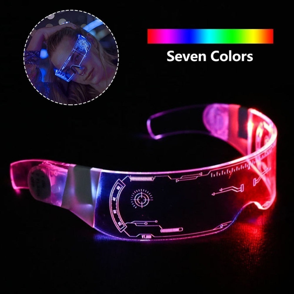 SKHEK Colorful Luminous LED Glasses For Music Bar KTV Neon Party Christmas Halloween Decoration LED Goggles Festival Performance Props