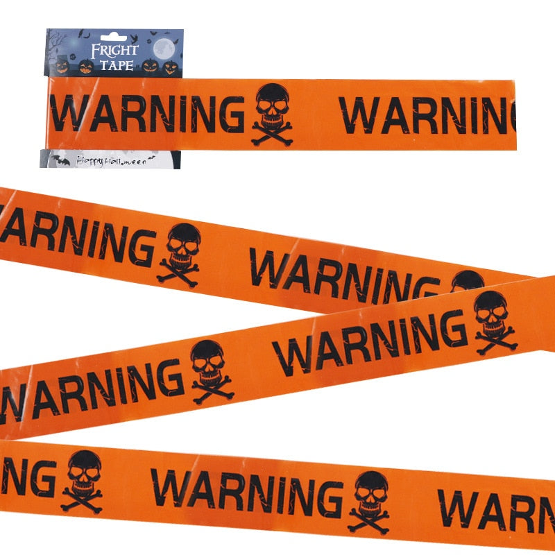 SKHEK 6Mx8cm Halloween Warning Tapes Signs Halloween Props Danger Warning Line New Isolation Belt Sign Party Outdoor Garden Decors