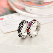 Load image into Gallery viewer, Skhek Retro Couple Butterfly Rings For Women Girls Fashion Black White Rings Set Heart Rings Lovers Party Anniversary Jewelry Gifts