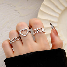 Load image into Gallery viewer, Skhek Vintage Hollow Heart Butterfly Rings Set For Women Metal Silver Color Geometric Spiral Shape Ring 22Pcs Set 2023 Trendy Jewelry