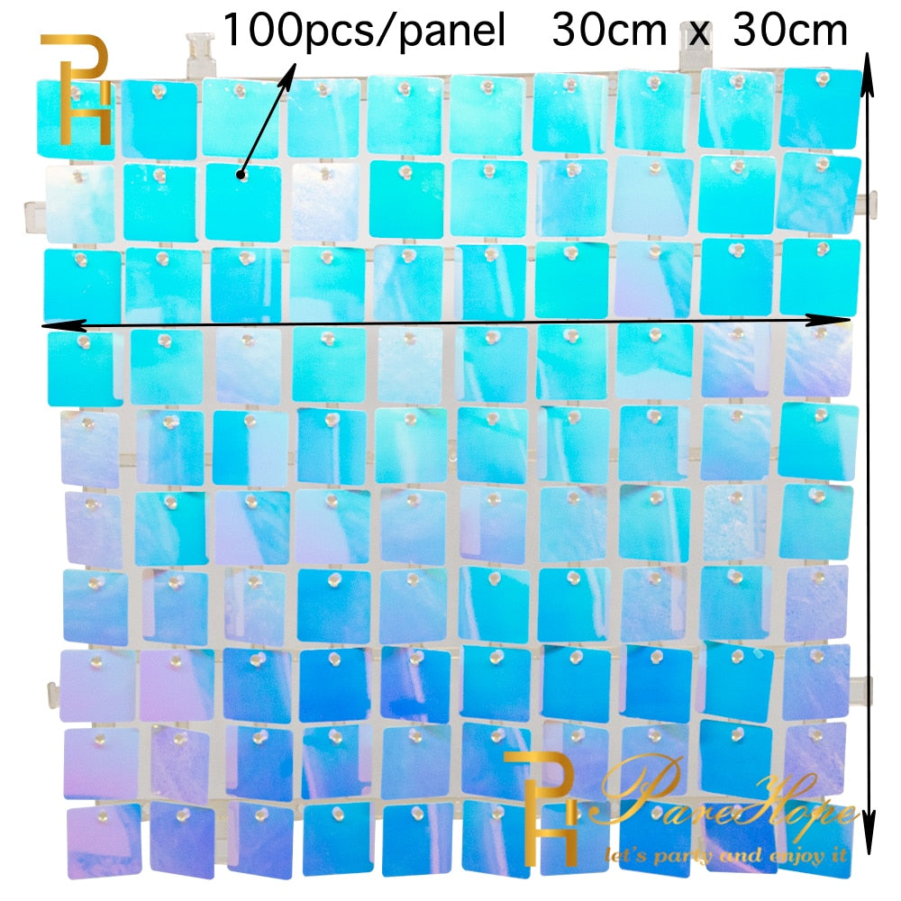1 Iridescent Party Sequin Backdrop Glitter Shimmer Square Sequin Panel Wall Popular Wedding Decor Baby Shower Birthday Decoration