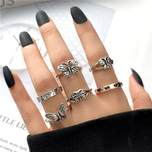 Load image into Gallery viewer, Skhek Bohemia Geometric Silver Color Snake Leaf Rings Set For Women Punk Fashion Letter Heart Finger Rings 25Pcs/Set Party Jewelry