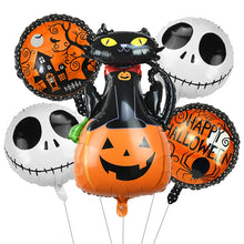 Load image into Gallery viewer, SKHEK Halloween 5Pcs Halloween Pumpkin Bat Foil Balloons Skeleton Spider Inflatable Air Globos Kids Toy Gift Halloween Party Decoration For Home