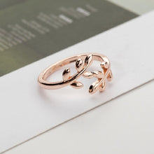 Load image into Gallery viewer, Skhek   New Trendy Silver Color Sweet Romantic Zircon Open Branch Small Leaf Adjustable Ring for Women Korean Wedding Party Jewelry