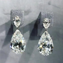 Load image into Gallery viewer, Skhek Luxury White Zircon Geometric Pear Shape Dangle Earrings for Women Girl Silver Color Bridal Wedding Party Ear Jewelry Gift