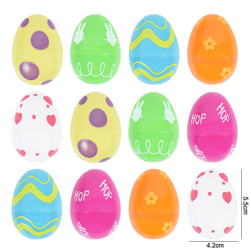 12/24pcs Easter Colorful Plastic Eggs Fillable Gashapon Bunny Egg Shape Candy Mystery Boxes Spring Easter Party Decor Kids Gift