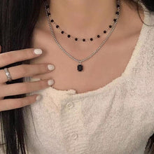 Load image into Gallery viewer, Skhek 2023 New Fashion Luxury Black Crystal Glass Bead Chain Choker Necklace For Women Flower Lariat Lock Collar Necklace Gifts