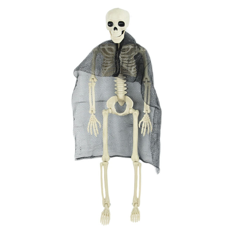 SKHEK 40Cm Halloween Decor Simulation Human Skeleton Lifelike Skull Bones For Halloween Party Haunted House Horror Props Home Ornament