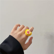 Load image into Gallery viewer, SKHEK New Hot Korean Cute Aesthetic Heart Love Letters Resin Rings For Women Egirl Party Harajuku Y2K EMO Jewelry Gifts Accessories