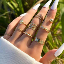 Load image into Gallery viewer, Skhek 23Pcs Set Gold Color Rings Hollow Flower Butterfly Star Ring For Women Boho Vintage Geometric Chain Finger Rings Party Jewelry